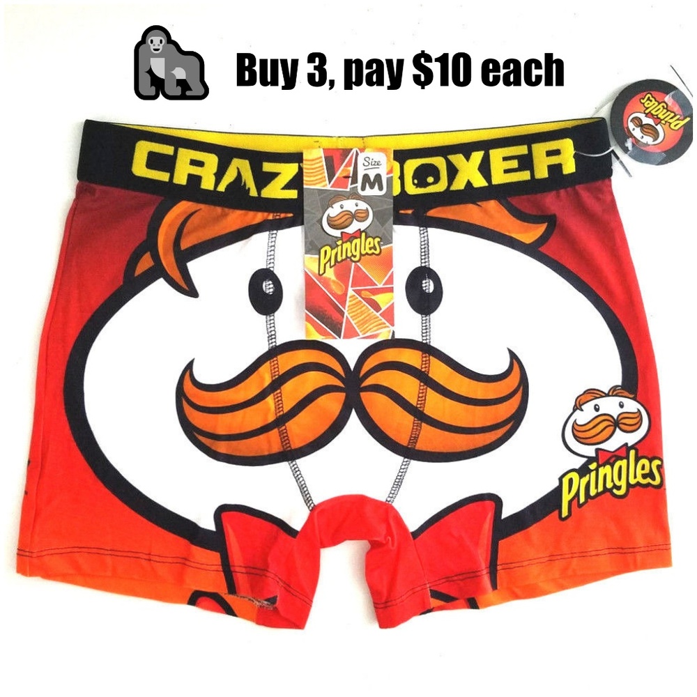Crazy Boxer Mens Briefs Sz M Pringles Print NWT